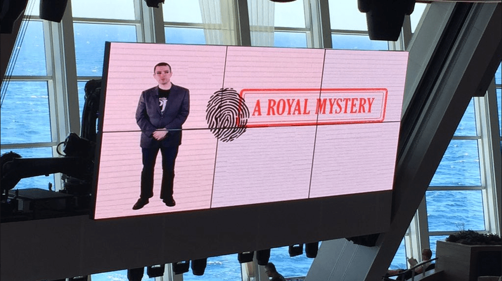 A Royal Mystery Picture of Man with Fingerprint Projected on a Screen